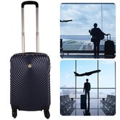 Cheqo® Handbagage Koffer - Moderne Hardcase - ABS Materiaal - 4 Dubbele Zwenkwielen - Cijferslot - Donkerblauw - Trolley