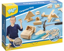 foto van Totum Carpenter King junior Timmerset met hout - educatief speelgoed bouwset - leren timmeren speelgoed jongens en meisjes