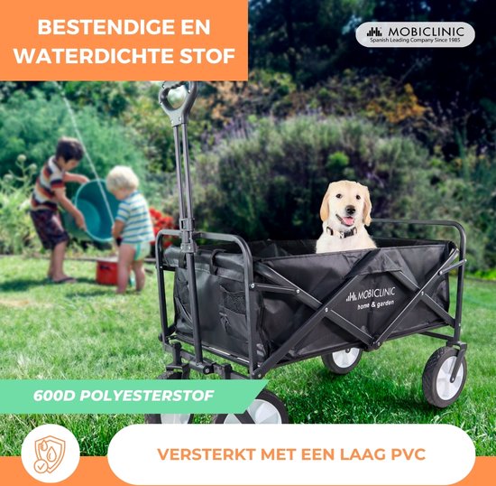 Mobiclinic Duna Pro - Bolderkar Opvouwbaar Luchtbanden - Opvouwbaar - Strandtuintransportwagen - XL inhoud (10O L) - 100x50x59cm - Tot 100 kg draagvermogen - Brede 360º Wielen - Zwart van Merkloos — afbeelding 5