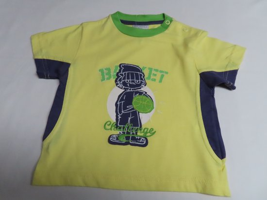 T shirt - Korte mouwen - Jongens - Geel , paars , groen - Basket - 9 maand 74