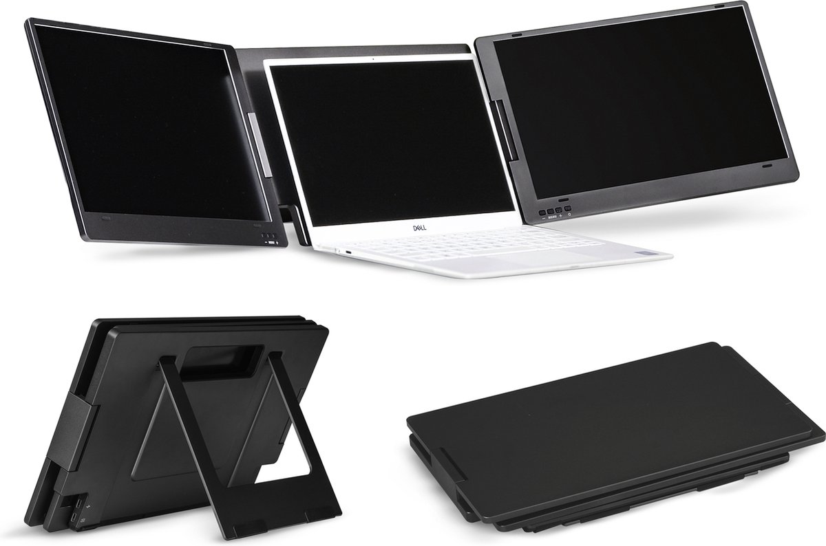 Portable Monitor (2024) | 14'' Full HD | Tri Screen | Aluminium | Triple Monitor | Plug & Play | USB-C
