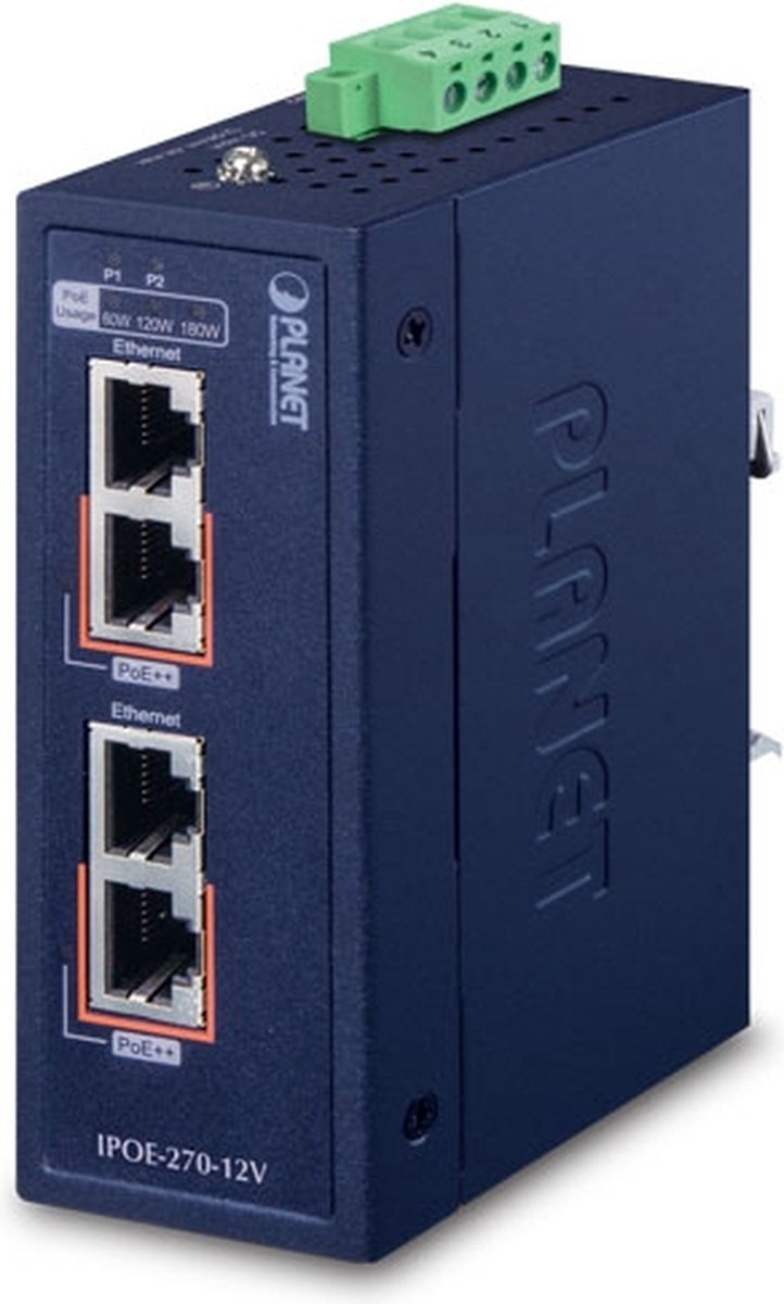 PLANET IPOE-270-12V netwerk-switch Power over Ethernet (PoE) Blauw