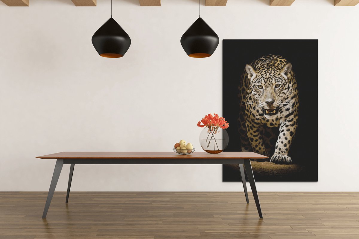 Trendex Global Canvas Schilderij - Wilde Dieren - Luipaard - Bruin - Zwart - 150x100 cm