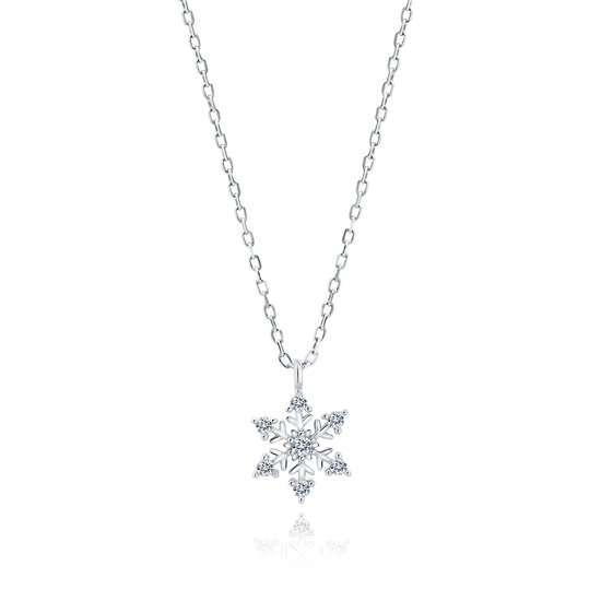 Zilveren Sneeuwvlok ketting Zilveren Dames ketting met hanger sneeuwvlok - Amona Jewelry