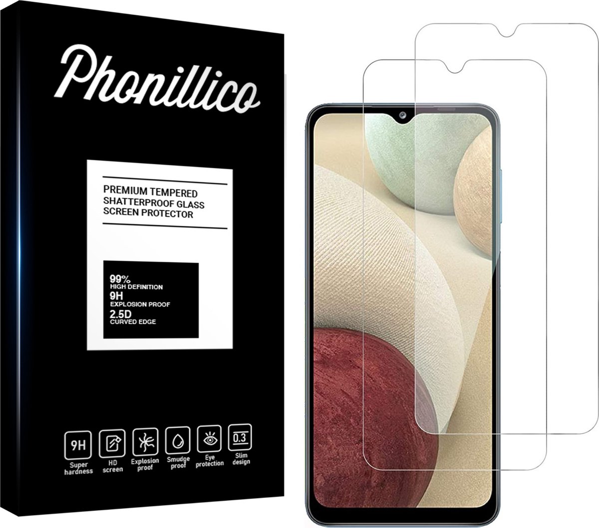 Screenprotector voor Samsung Galaxy A12 - 2 stuks Beschermglas van glas Transparante glazen schermbeschermfolie