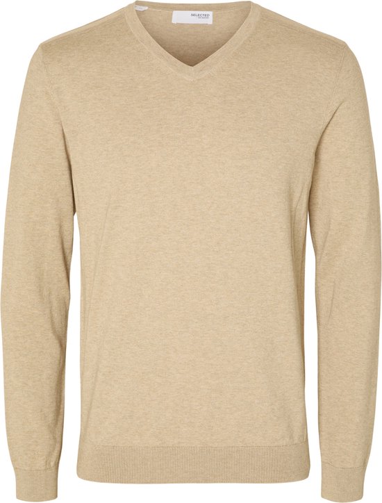 Selected - Heren Sweaters Berg Pullover V-Neck Kelp - Beige - Maat XL