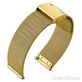 Milanese Mesh Fijn Geweven Horlogebandje Goud Staal met Easy Exchange Bandpennen = Makkelijk Zelf Te Bevestigen - 14mm