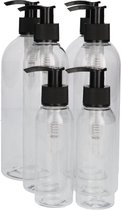 6x Kunststof Transparant Fles met Dispenser Pomp - 100ml, 250ml & 500ml - Plastic PET Flessen, Zeeppompje, Doseerfles, Zeepdispenser - HDPE Kunststof - Transparant