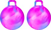 Skippybal marble - 2x - roze/blauw - D45 cm - buitenspeelgoed voor kinderen