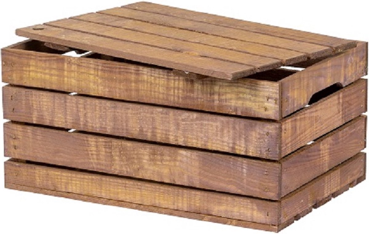 Houten Kist met Deksel - Middel, Bruin / Cadeaukist / Geschenkverpakking / Doos / Gift / Cadeau