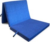 HighLiving® opvouwbare matras, 3-delig 7 cm dik matras voor reiswieg, gastenmatras, opvouwbaar, ook ideaal voor kamperen, kruk/zitblok, hoes is wasbaar in de machine (blauw, 120 x 60 x 7 cm)