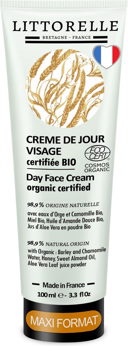 Littorelle Biologische Dagcrème met Gerstwater - 100ml - Hydrateert en Kalmeert