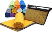Bastix - Microvezel handdoekenset, voor sauna, fitness, sport, strandhanddoek, sporthanddoek, 8 maten, 12 kleuren, geel