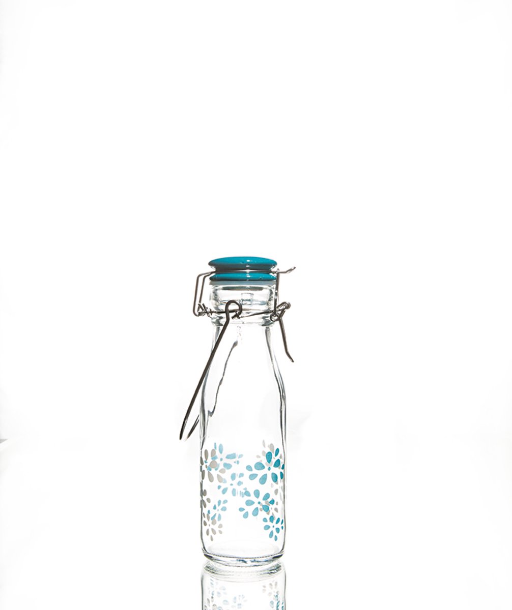 Zak!Designs - Lily Fles - Incl. Vergrendelbare Dop - Glas - 250 ml - Aqua blauw