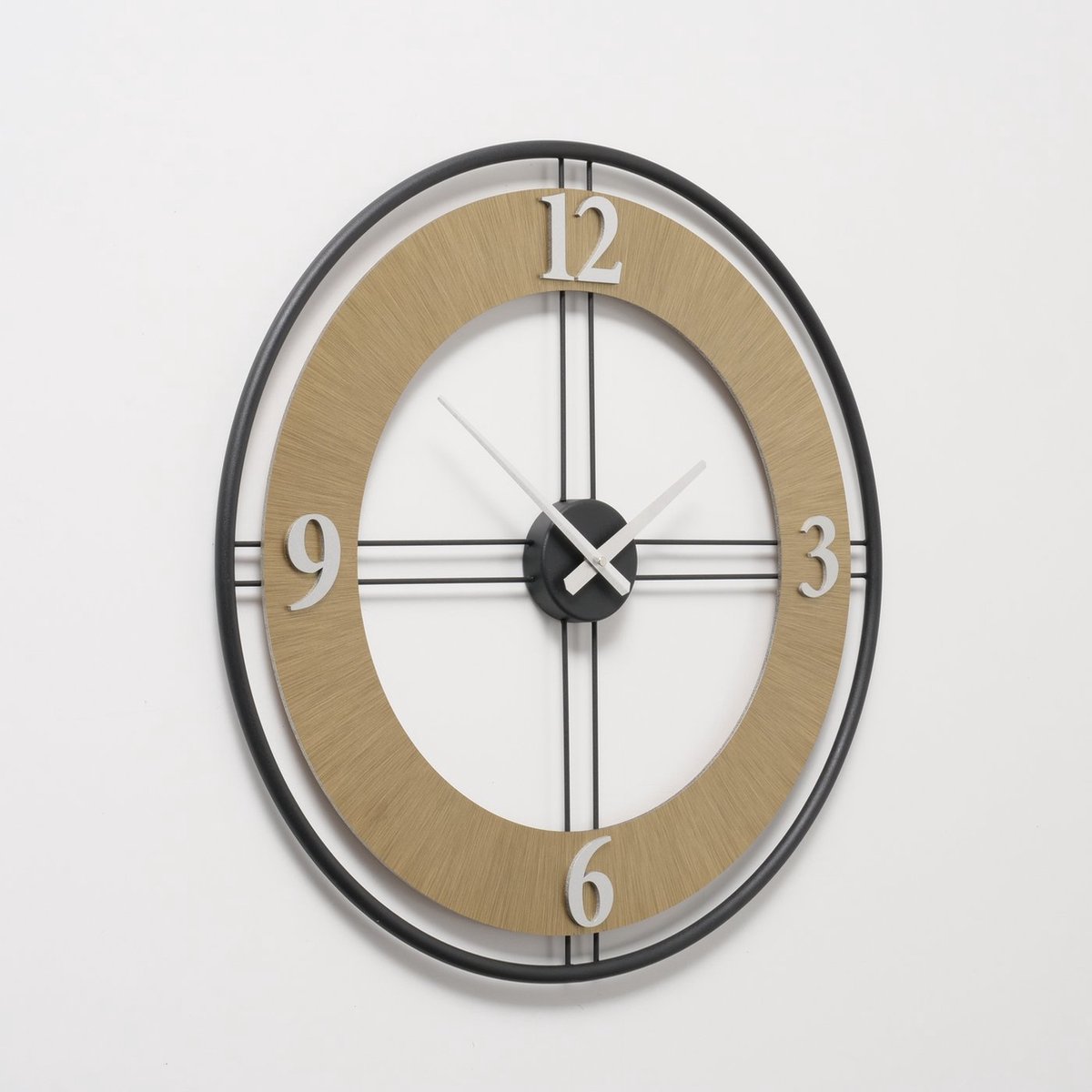 Klok - Wandklok - Ø 62cm - Metaal - Modern - Goud - Zwart