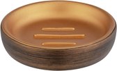 Bastix - Zeepbakje Palena, ronde zeepschaal voor het bewaren van vaste handzeep of shampoos van hoogwaardig kunststof polyhars in elegant design, b/d x h): Ø 10,5 x 2,5 cm, brons