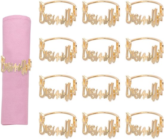 12 stuks servetringen goud, servetringen van metaal, elegante servettengespen, gouden servetringset voor tafeldecoratie Valentijnsdag, Pasen, bruiloft, Kerstmis, diner feest