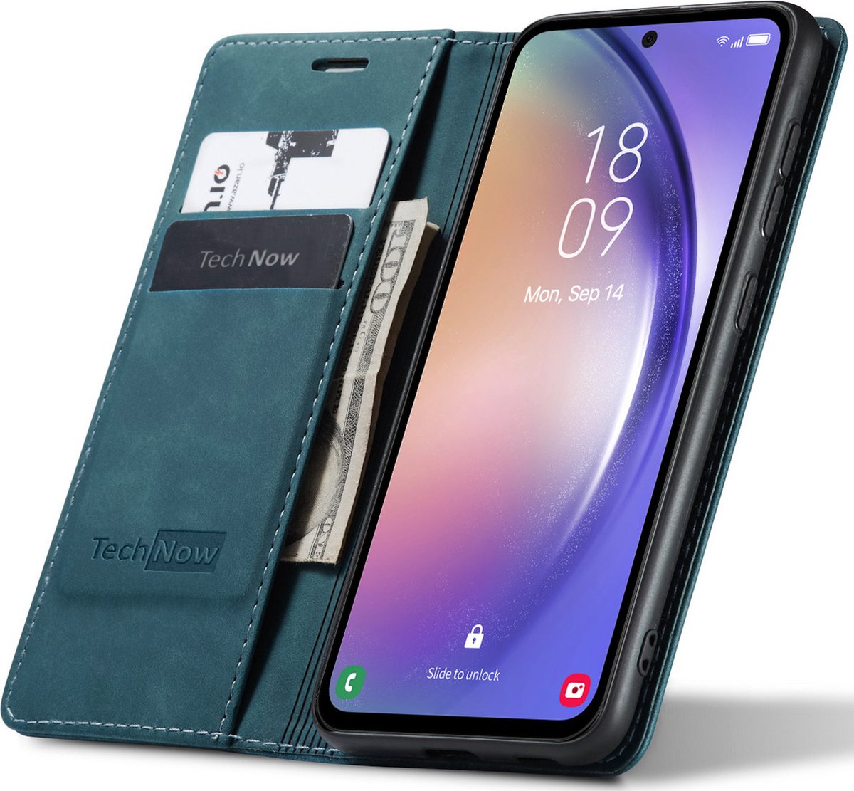 Hoesje geschikt voor Samsung Galaxy A55 - Book Case Leer Slimline Blauw