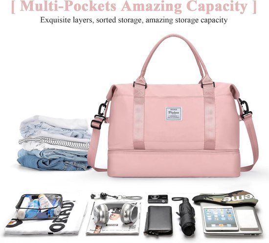 SPAHER 2X Reistas Handbagagetas 40x20x25cm Ryanair Opvouwbare Reistas 20L Dames Heren Cabinetas Waterdicht Weekendertas Lichtgewicht Reishandtas Koffertas Fitnesstas