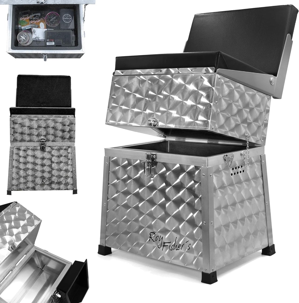 Eurocatch - Roy Fischer Zitkist met rugleuning - 2-laden - Viskoffer - Aluminium - 45x36x26cm