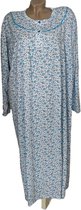 Chemise de nuit en coton pour femme 130 cm grandes tailles 2704 imprimé floral 5XL blanc/bleu