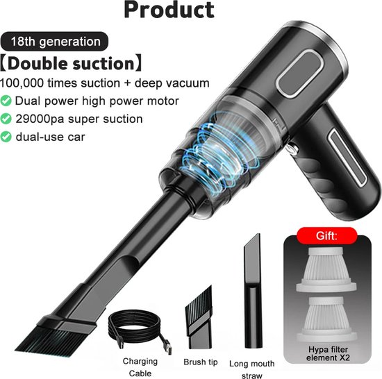 Kruimeldief Draadloze Stofzuiger 29000Pa Draagbaar - Kruimeldief - €49,99