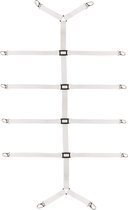 Bedlakenspanner, verstelbaar, matrashouder, elastisch hoeslaken met metalen clip, voor laken, matras of bank (wit)