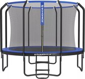 In And OutdoorMatch Trampoline Adolfo - 366 cm - Blauw - Trampoline met veiligheidsnet en ladder - gewatteerd frame - voor kinderen en volwassenen - binnennet