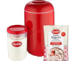 EasiYo basispakket yoghurtmaker en aardbei yoghurtzakje