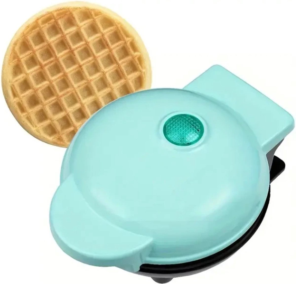 Nique Wafelijzer Mini Wafelmaker Elektrische Ronde Bakplaat Blauw