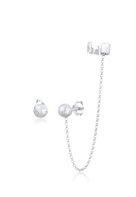 Elli Dames Oorbellen Dames Set Geo-Bal Asymmetrische Trend in 925 Sterling Zilver Verguld