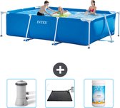 Intex Rechthoekig Frame Zwembad - 300 x 200 x 75 cm - Blauw - Inclusief Zwembadfilterpomp - Solar Mat - Chloor