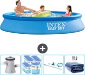 Intex Rond Opblaasbaar Easy Set Zwembad - 305 x 61 cm - Blauw - Inclusief Pomp Filters - Schoonmaakset - Solarzeil