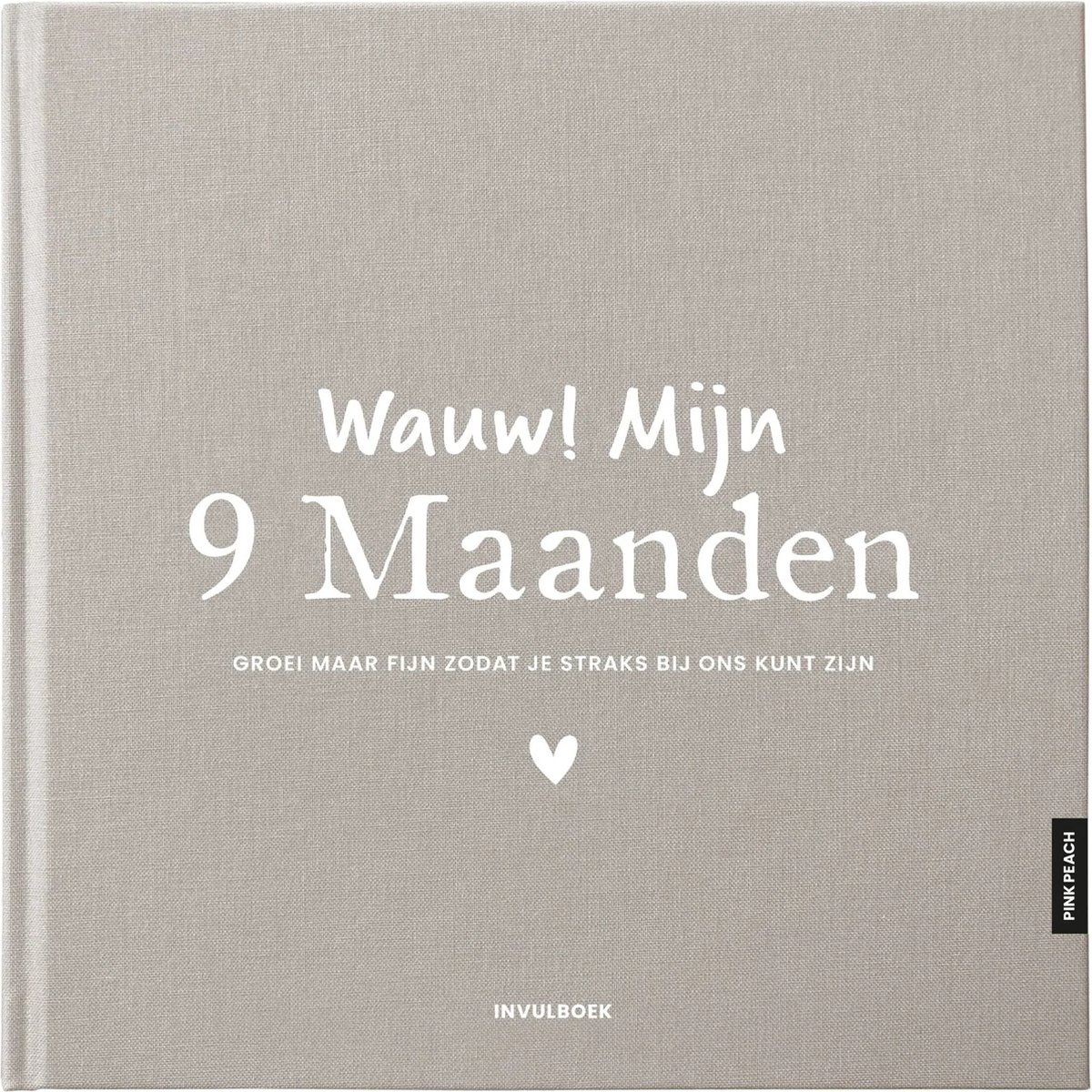 PINKPEACH - Mijn 9 Maanden Invulboek - Linnen - Taupe - Zwangerschapsdagboek