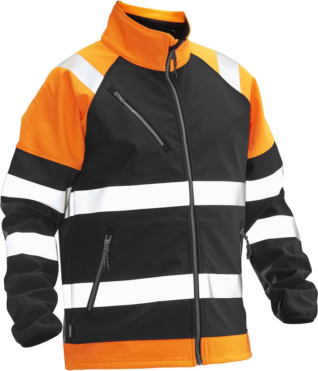 Jobman 5125 Hi-Vis Softshell Jacket 65512555 - Zwart/HV Oranje - XL