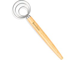 Bondoo Deense Deegklopper - Deegmenger - Eierklopper - Garde - Keukengerei - Hout - Kookspullen - RVS - 3 Ring