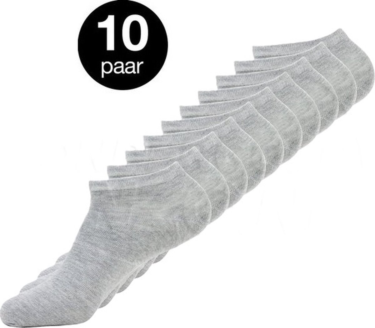 Marco rossi 10 Paar Enkelsokken - Sneakersokken - Lage sokken - Grijs - Dames & Heren - Katoen - Maat 43-46