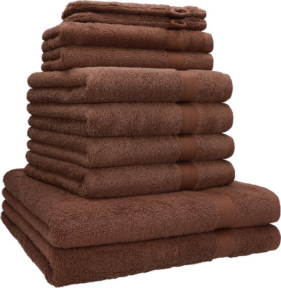 Bastix - 10-delige handdoekenset in 100% eersteklas katoen; twee douchehanddoeken, vier handdoeken, twee gastendoekjes, twee washandjes