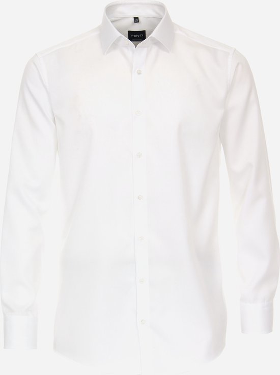 VENTI modern fit overhemd - twill - wit - Strijkvriendelijk - Boordmaat: 44