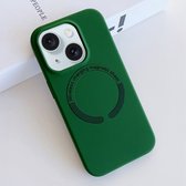 Magnetische Liquid Silicone Hoesje Geschikt voor: iPhone 12 Pro Max - Compatibel met MagSafe - Krasbestendige achterkant - Backcover - Groen