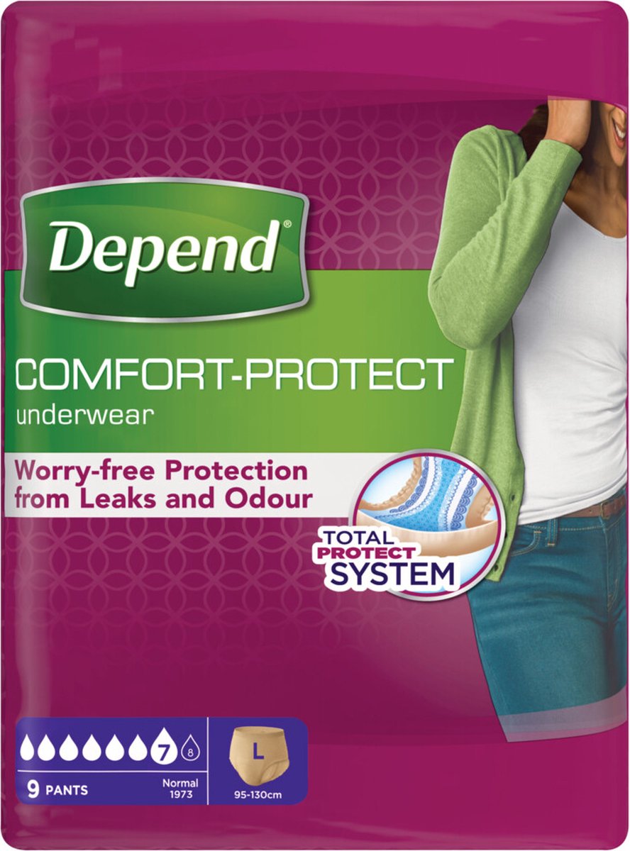 Goedkoopste Depend Pants Incontinentiebroekjes - vrouwen Normal - maat L - 9 stuks