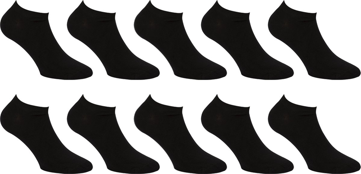 Sorprese 10 Paar Sneakersokken - Maat 43-45 - Zwart - Enkelsokken - Dames en Heren - Sokken - Cadeau
