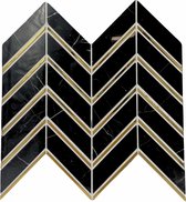 Natuursteen steenstrip mozaïektegel - Black marble golden arrows