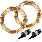 VOLTRONIC LED Lichtsnoeren - Set van 2 - Draadverlichting - Fairy Lights - 200 LEDs - Adapter - Warm en Koud Wit