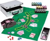 GAMES PLANET Pokerset - 300 Laser Chips - In koffer - Speelkaarten - Mat - Kaartenschudder