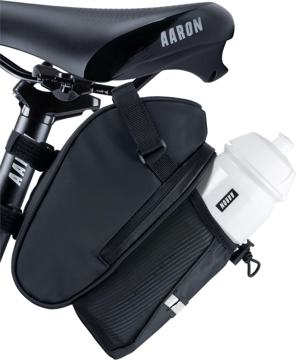 Fietszadeltas met flessenhouder waterafstotende fietstas met reflector zadeltas voor e-bike racefiets trekkingfiets zwart
