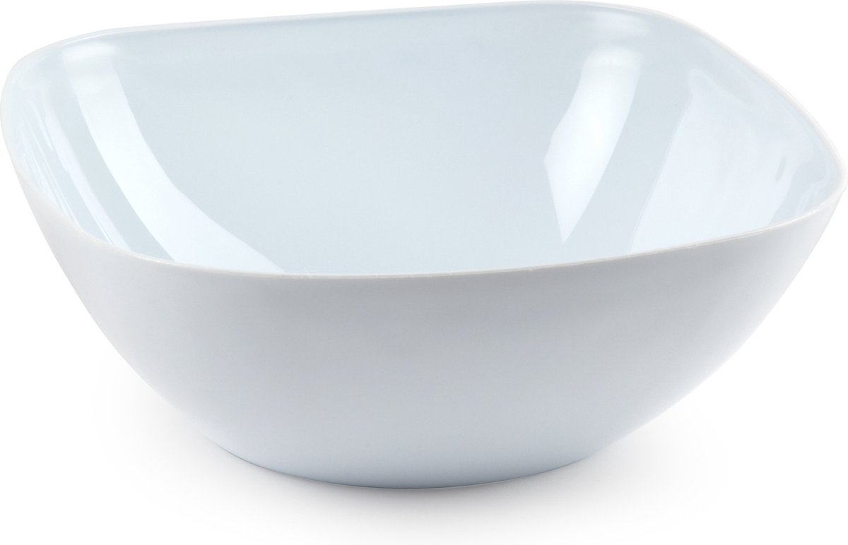 Plasticforte Salade/sla serveerschaal - wit - kunststof - D28 X H11 cm - met sla bestek - wit - 29 cm