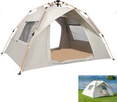 Tente de camping - tente dôme automatique pour 2-4 personnes - 4 saisons - imperméable et coupe-vent - tente de camping avec porte et fenêtre - pour l'extérieur, la famille, le camping, la randonnée, la chasse (cendres nuageuses)