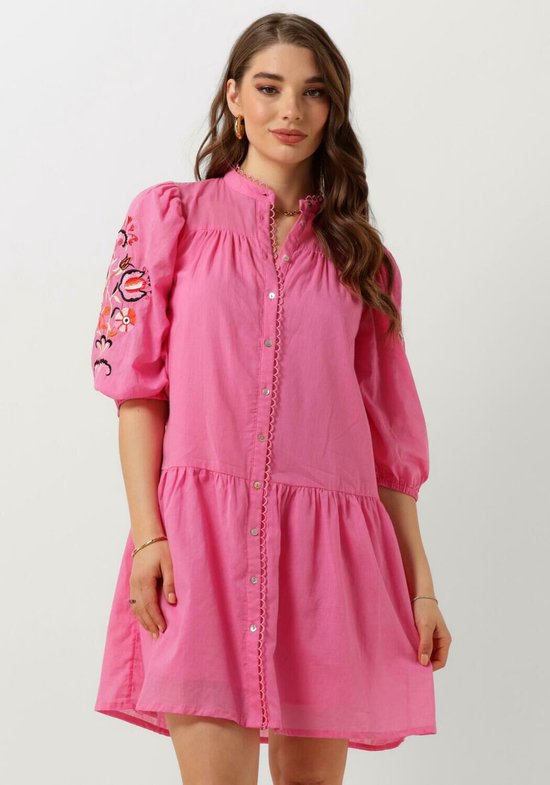 NUKUS Ame Dress Embroidery Jurken Dames - Rok - Jurk - Roze - Maat S