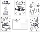 Verjaardagskaarten - Set van 5 x verjaardagskaart
